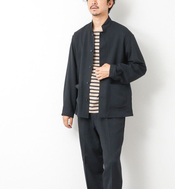 NOLLEY'S goodman「《セットアップ対応》LANATEC ウーステッドサージストレッチ マオカラーシャツブルゾン」|ブルゾン・スタジャン|