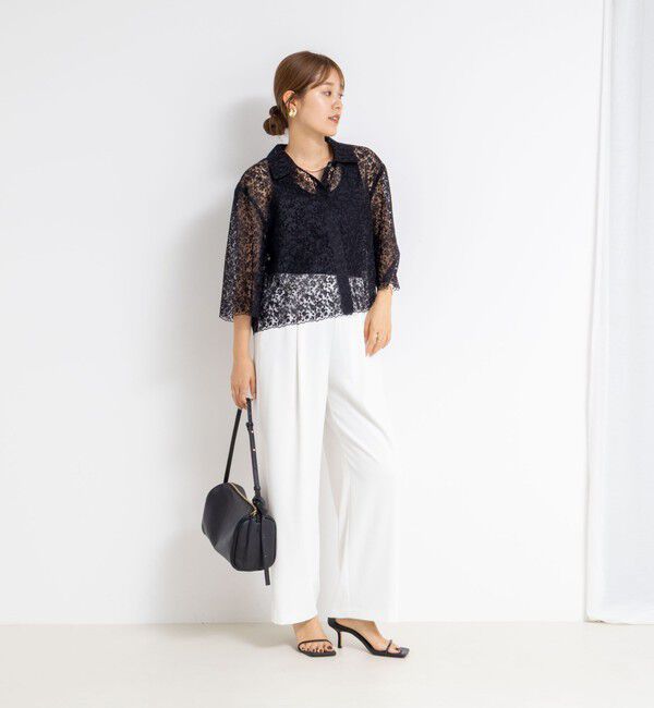 NOLLEY'S「Brocheレースショートシャツ」|シャツ・ブラウス|