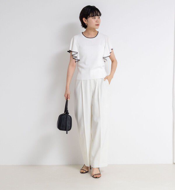 NOLLEY'S sophi「《手洗い可能》袖フリル配色プルオーバーニット」|ニット・セーター|