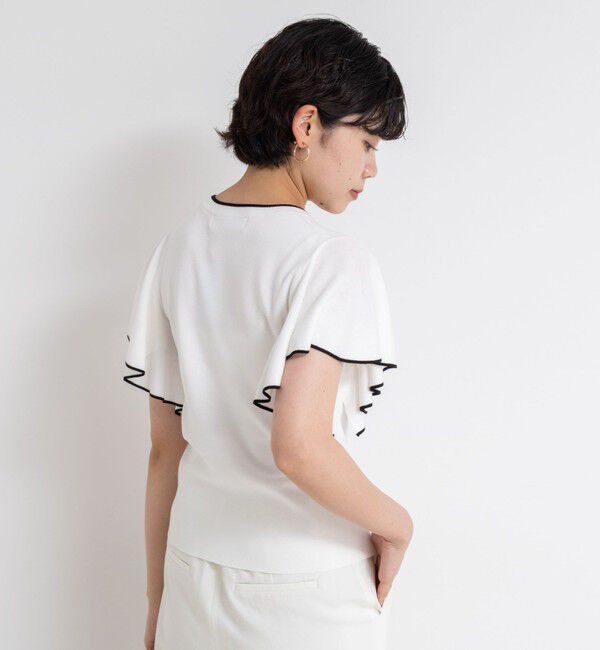 NOLLEY'S sophi「《手洗い可能》袖フリル配色プルオーバーニット」|ニット・セーター|