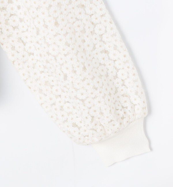 NOLLEY'S「《手洗い可能》フラワー刺繍生地袖クルーネックカーディガン」|カーディガン|
