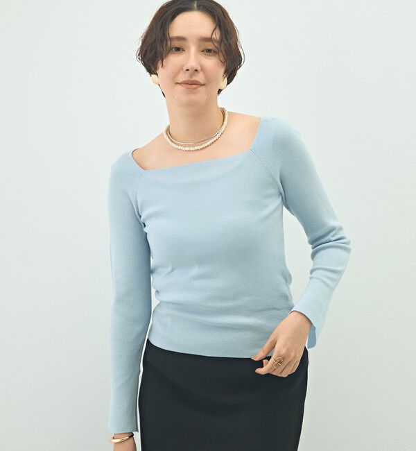 NOLLEY'S sophi「【WEB限定カラーあり】総針スクエアネックプルオーバーニット」|ニット・セーター|