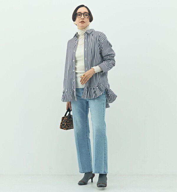 Rie Miller「ウォッシャブル裾フリルレギュラーカラーシャツ」|シャツ・ブラウス|