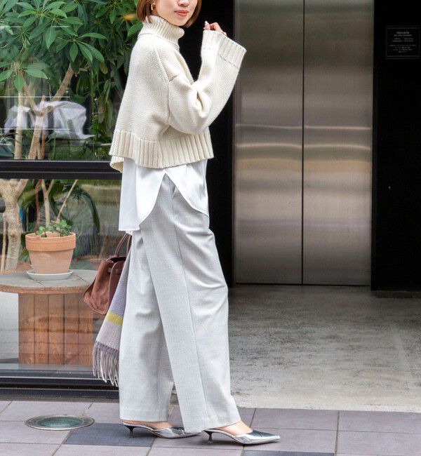 NOLLEY'S sophi「ウォッシャブル両面起毛ヘリンボーン/ストライプセミワイドパンツ」|その他|