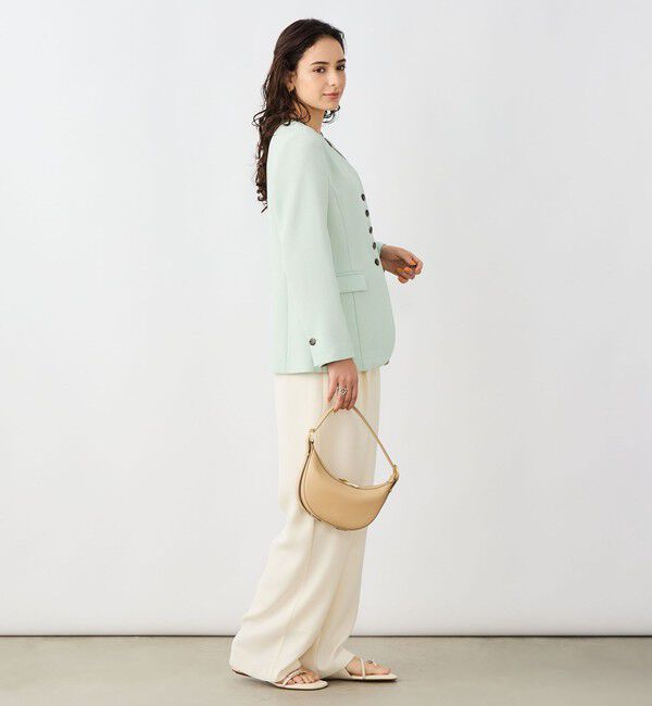 NOLLEY'S sophi「《セットアップ対応》ウォッシャブルバックサテンノーカラージャケット」|ノーカラージャケット|