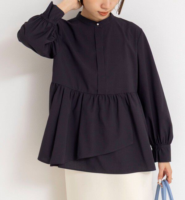 NOLLEY'S「ウォッシャブルイレギュラーヘムブラウス」|シャツ・ブラウス|ネイビー