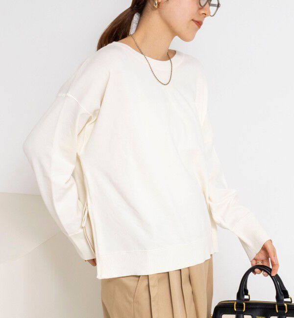 Rie Miller「《手洗い可能》トレーナー風プルオーバーサイドZIP」|ニット・セーター|キナリ