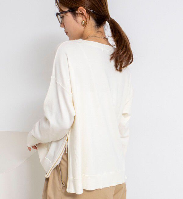 Rie Miller「《手洗い可能》トレーナー風プルオーバーサイドZIP」|ニット・セーター|