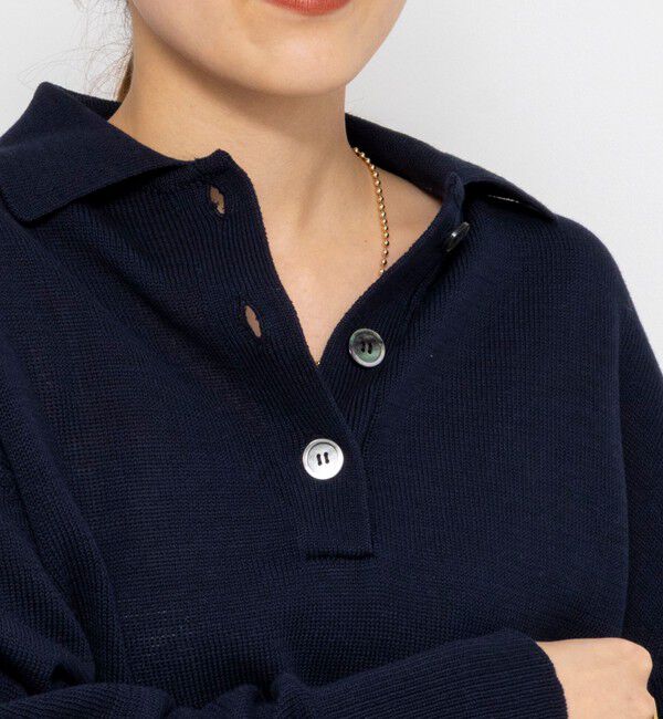 NOLLEY'S「《手洗い可能》ギマコットンポロ襟プルオーバー」|ニット・セーター|
