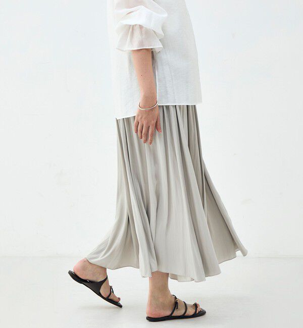 NOLLEY'S sophi「ウォッシャブル割織サテンギャザースカート」|フレア|