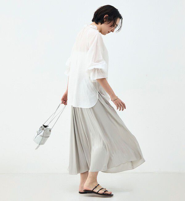 NOLLEY'S sophi「ウォッシャブル割織サテンギャザースカート」|フレア|