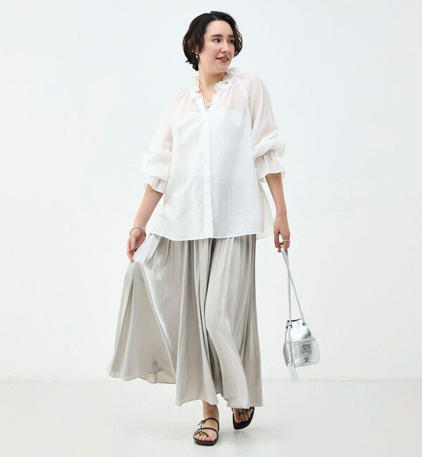 NOLLEY'S sophi「ウォッシャブル割織サテンギャザースカート」|フレア|