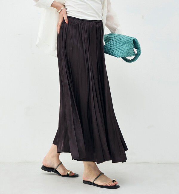 NOLLEY'S sophi「ウォッシャブル割織サテンギャザースカート」|フレア|