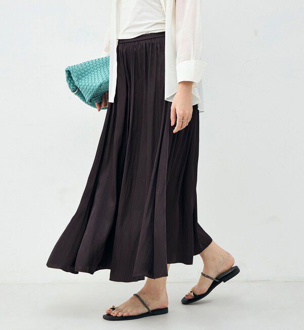 NOLLEY'S sophi「ウォッシャブル割織サテンギャザースカート」|フレア|