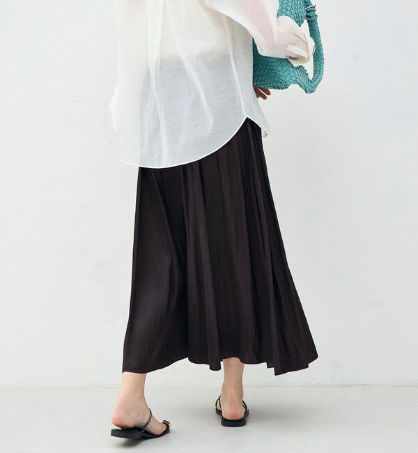 NOLLEY'S sophi「ウォッシャブル割織サテンギャザースカート」|フレア|