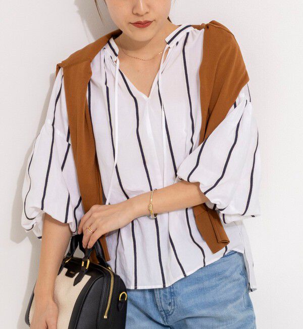 NOLLEY'S「ウォッシャブルドビーストライプブラウス」|シャツ・ブラウス|