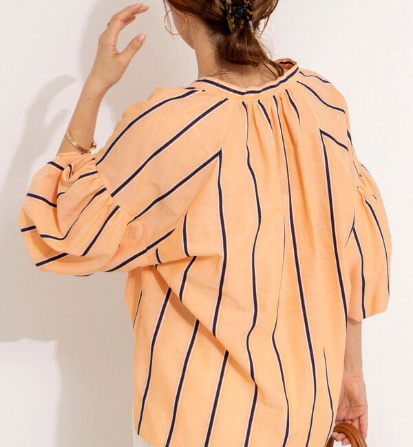 NOLLEY'S「ウォッシャブルドビーストライプブラウス」|シャツ・ブラウス|