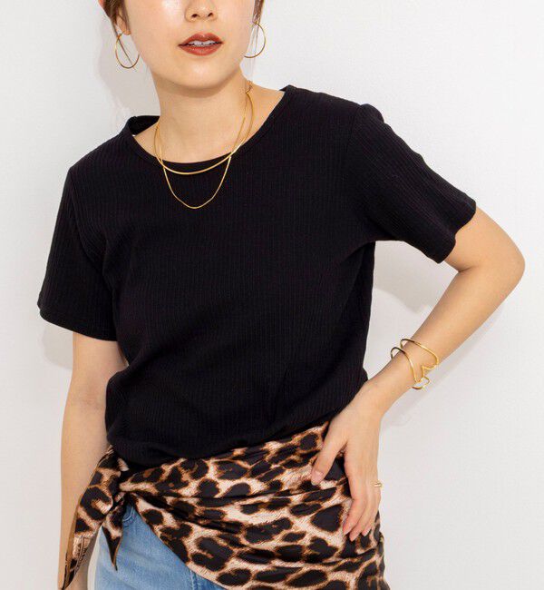 NOLLEY'S「ウォッシャブルバックデザインリブＴシャツ」|Tシャツ・カットソー|ブラック