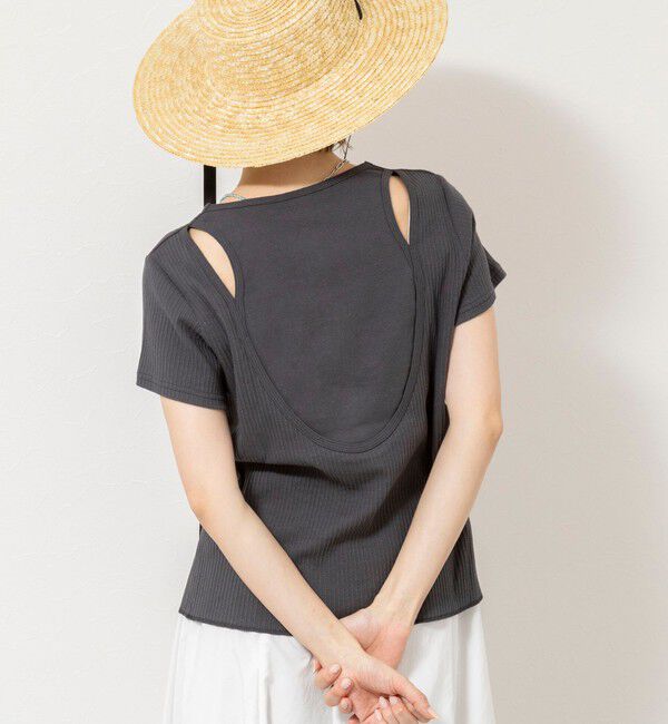 NOLLEY'S「ウォッシャブルバックデザインリブＴシャツ」|Tシャツ・カットソー|チャコールグレー