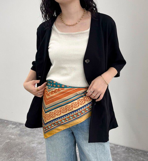 fredy emue「オリエンタルスクエアプリントスカーフ」|バンダナ・スカーフ|オレンジ系その他