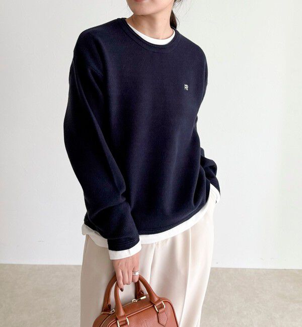 fredy emue「FR刺繍スウェットニットプルオーバー」|ニット・セーター|ネイビー