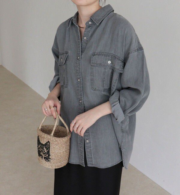 fredy emue「とろみデニムオーバーシャツ」|シャツ・ブラウス|チャコールグレー