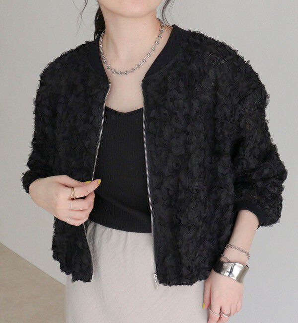 fredy emue「シアーレースZIPブルゾン」|ブルゾン・スタジャン|ブラック