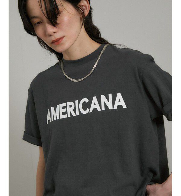 SALON adam et rope'「【Americana（アメリカーナ）】ラフィー丸胴 ロゴプリントTシャツ / レタリングTシャツ」|Tシャツ・カットソー|