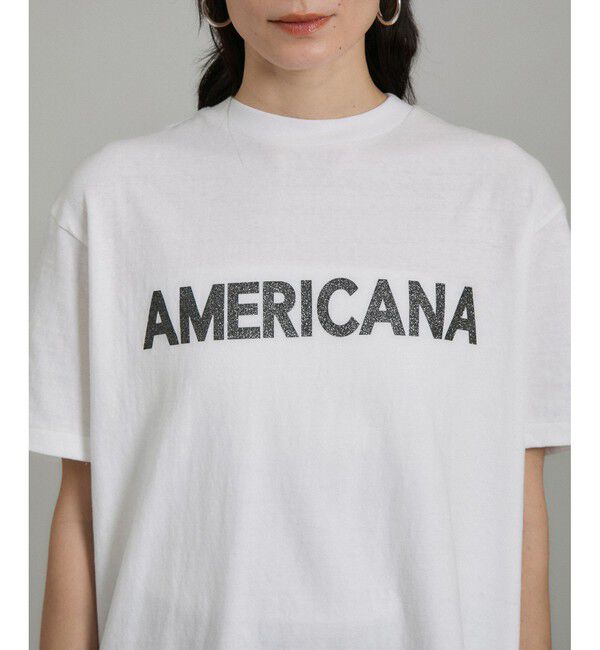 SALON adam et rope'「【Americana（アメリカーナ）】ラフィー丸胴 ロゴプリントTシャツ / レタリングTシャツ」|Tシャツ・カットソー|