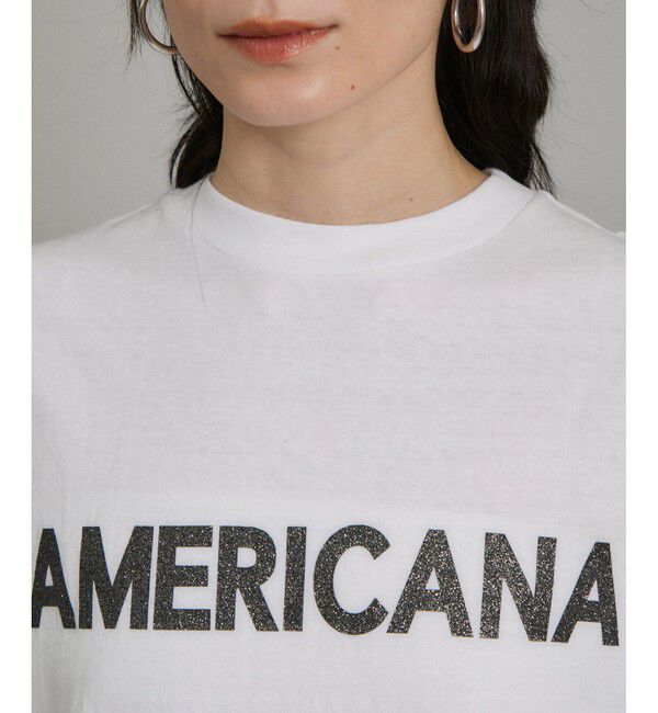 SALON adam et rope'「【Americana（アメリカーナ）】ラフィー丸胴 ロゴプリントTシャツ / レタリングTシャツ」|Tシャツ・カットソー|