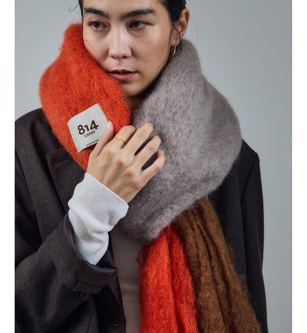 SALON adam et rope'「【Ezcaray（エスカライ）】COLOR BLOCK」|マフラー|オレンジ系(72)