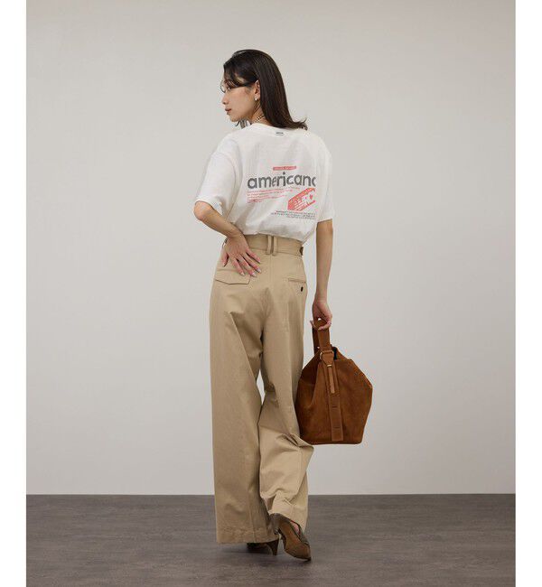 SALON adam et rope'「【Americana（アメリカーナ）】ラフィー丸胴 プリントT / ポイントロゴ」|Tシャツ・カットソー|