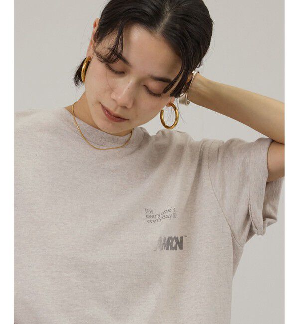 SALON adam et rope'「【Americana（アメリカーナ）】ラフィー丸胴 プリントT / ポイントロゴ」|Tシャツ・カットソー|オフホワイト(15)