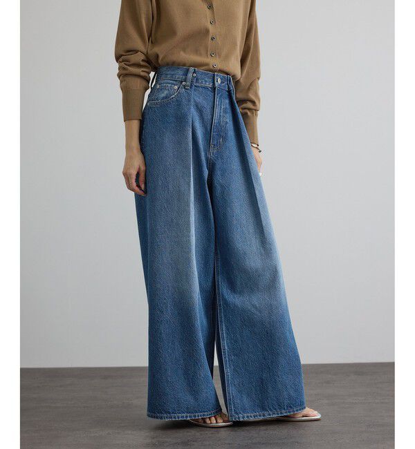 SALON adam et rope'「【WEB限定】フロントタックデニムパンツ」|デニム|ブルー系(45)