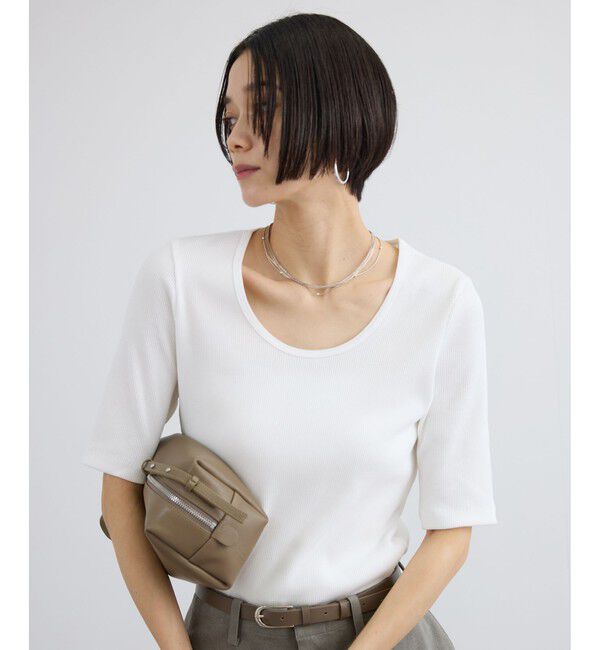 SALON adam et rope'「プリマベールファームリーリブT / UVケア・洗える・新色追加」|Tシャツ・カットソー|オフホワイト(15)