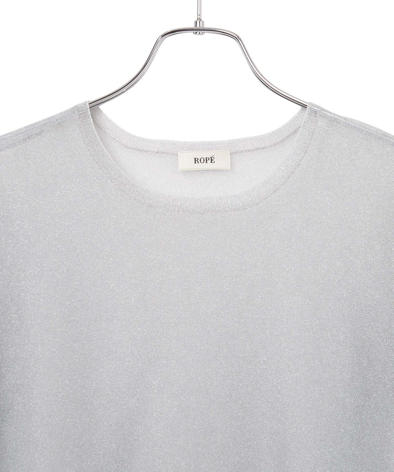 ROPE「【洗える】ラメシアーニット半袖プルオーバー【アンサンブル対応】」|ニット・セーター|