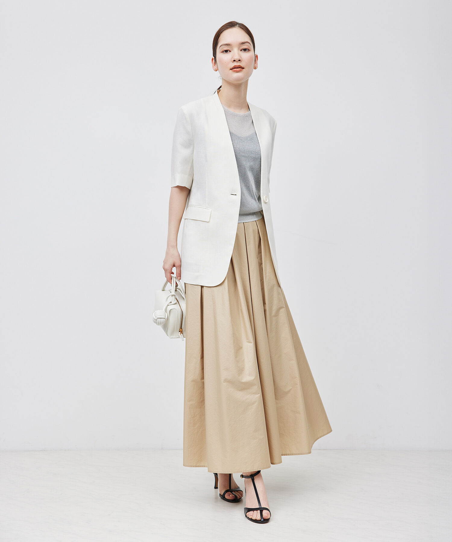 ROPE「【洗える】ラメシアーニット半袖プルオーバー【アンサンブル対応】」|ニット・セーター|