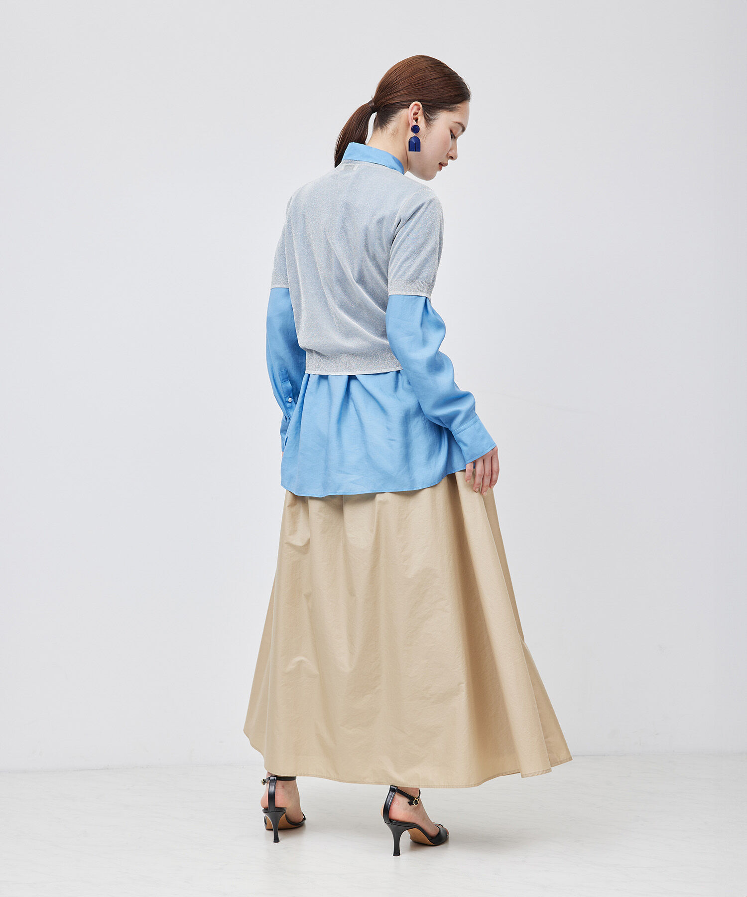 ROPE「【洗える】ラメシアーニット半袖プルオーバー【アンサンブル対応】」|ニット・セーター|