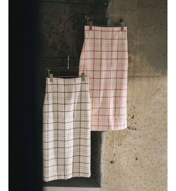 ROPE「【洗える】ツイードチェック ポケット付きタイトスカート」|スカート|