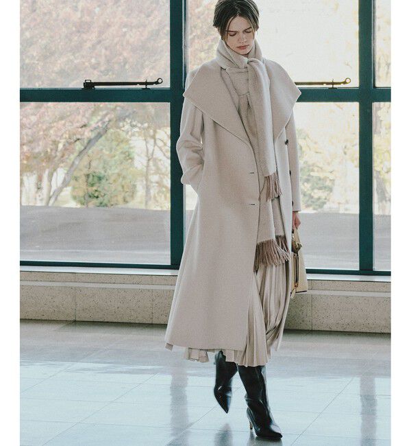 ROPE「プレミアムカシミヤ ロングコート【逸品・マルチWAY】」|ステンカラーコート|オフホワイト(15)