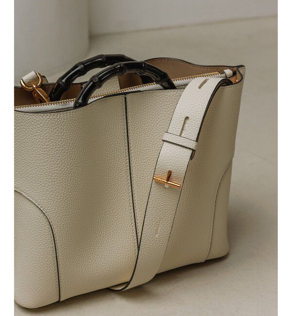 ROPE「【E'POR】BAMBOO BAG Medium/軽量・通勤・26SS」|ハンドバッグ|オフホワイト(15)