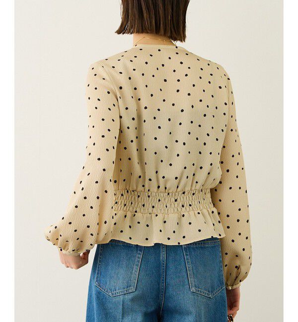 ROPE「ドットプリントペプラムブラウス/イージーケア」|シャツ・ブラウス|