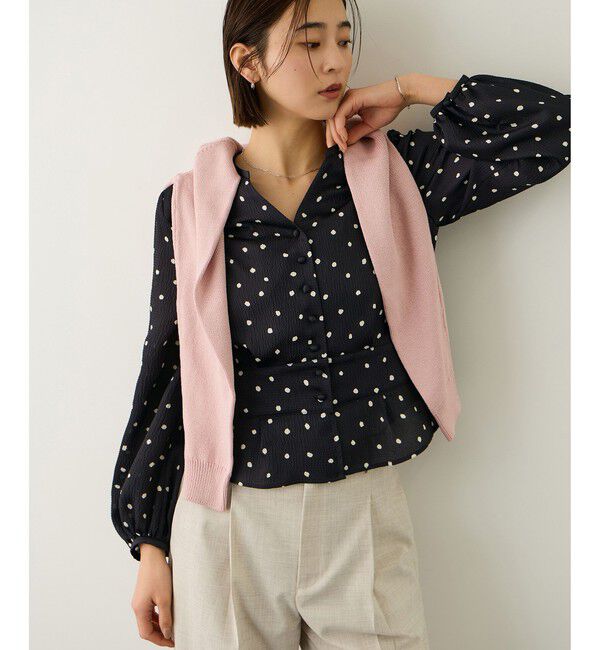 ROPE「ドットプリントペプラムブラウス/イージーケア」|シャツ・ブラウス|
