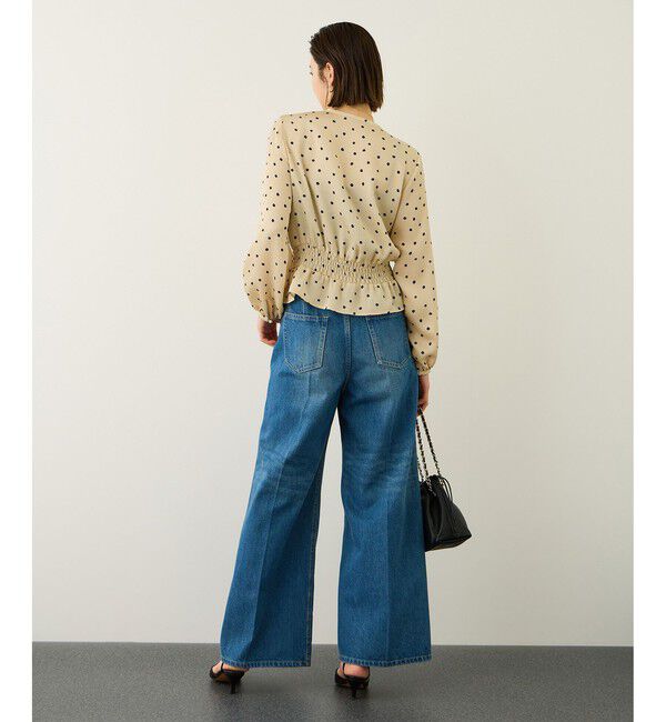 ROPE「ドットプリントペプラムブラウス/イージーケア」|シャツ・ブラウス|