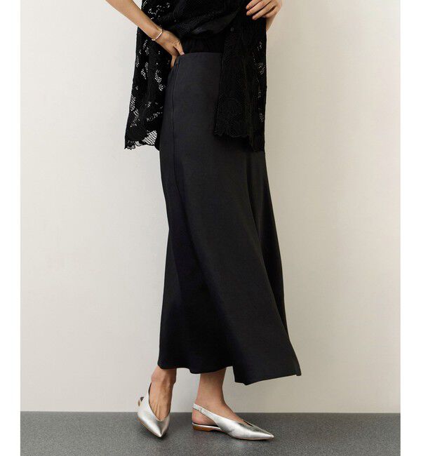 ROPE「リンクルサテンマーメイドスカート」|スカート|ブラック(01)