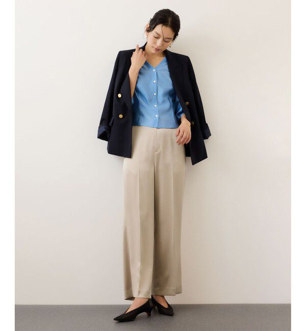 ROPE「ドレープサテンイージーパンツ/セットアップ対応・イージーケア」|チノ|