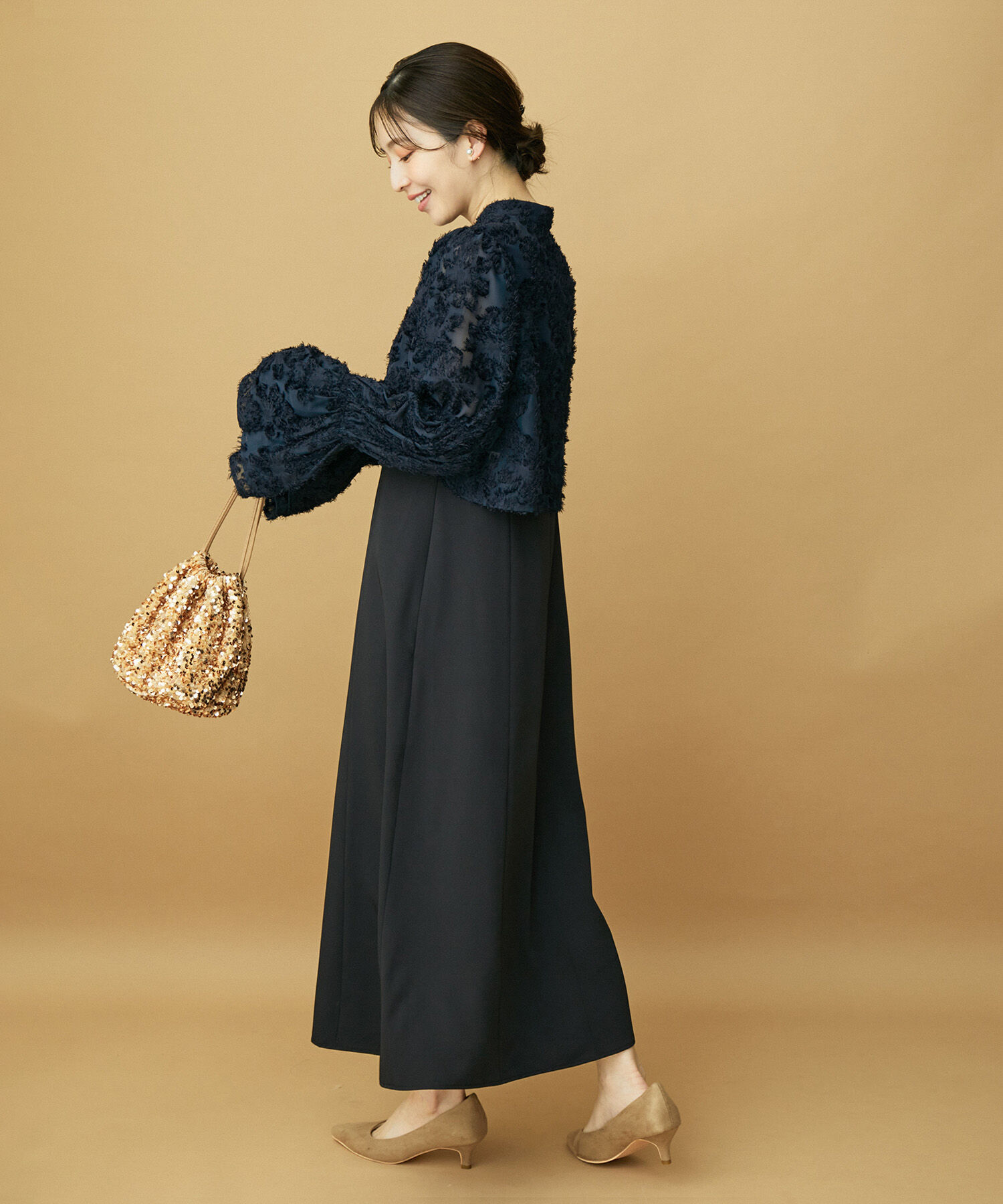 VIS「【VIS DRESS】シャーリングボレロセットワンピース」|ワンピース|