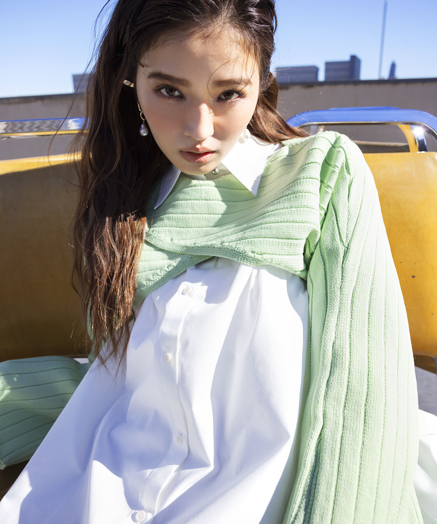 VIS「【STAYC/SIEUN着用】レイヤードニットプルオーバー」|ニット・セーター|ライトグリーン(33)