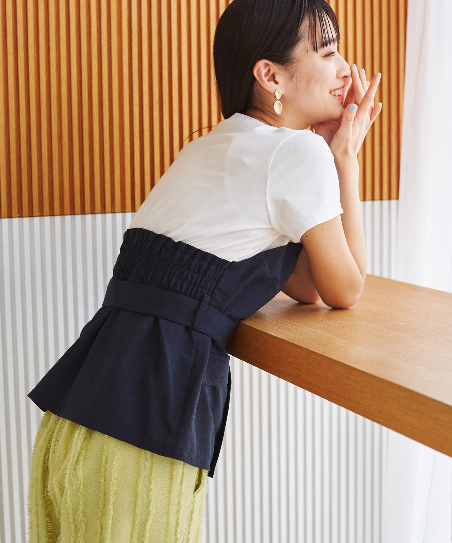 VIS「【接触冷感・洗える】美easyコルセットドッキングプルオーバー」|Tシャツ・カットソー|