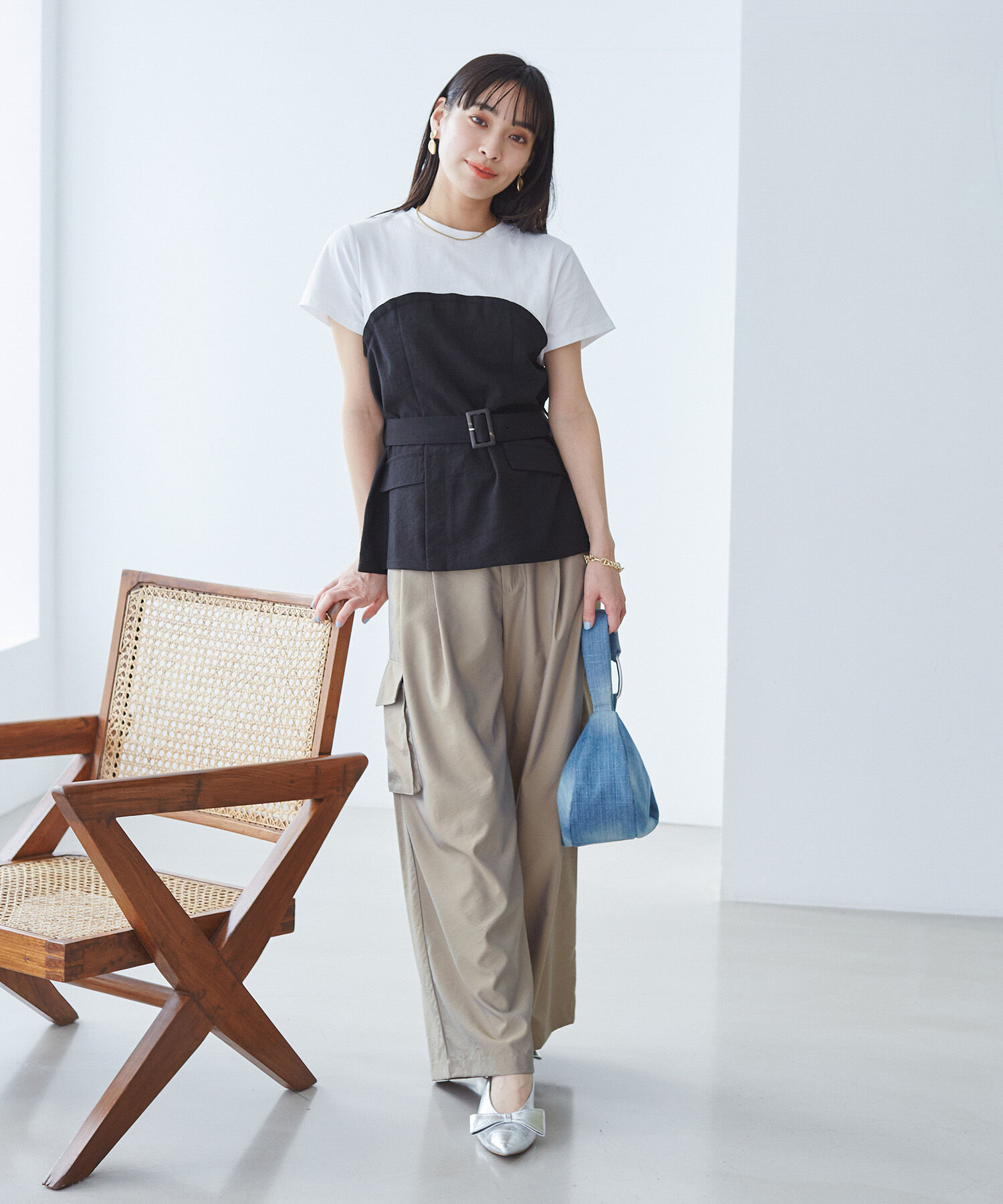 VIS「【接触冷感・洗える】美easyコルセットドッキングプルオーバー」|Tシャツ・カットソー|